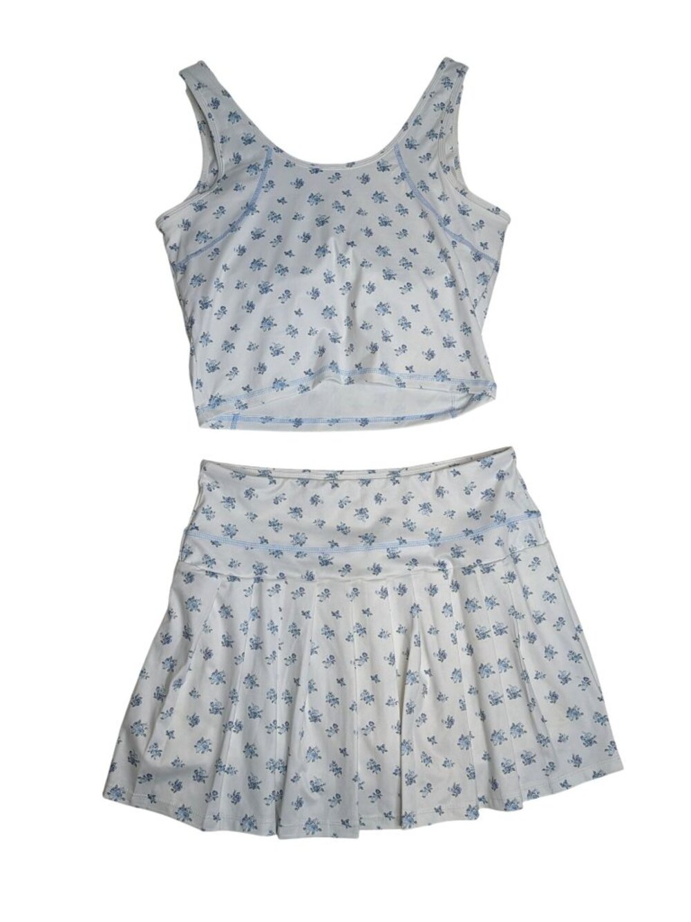 Young & Chic Crop Tank Top & Skirt Set XL Blue & White Tennis Pickleball - Picture 16 of 16